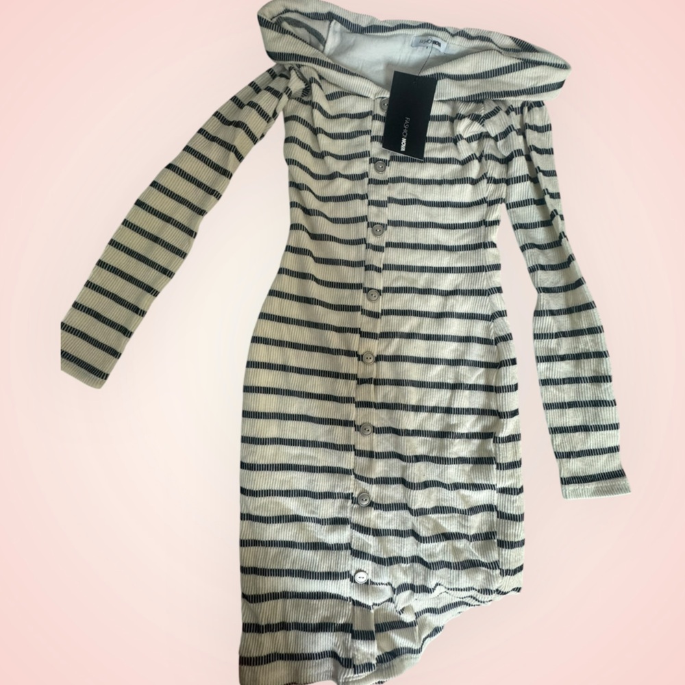 Fashion Nova Monochrome Striped Top